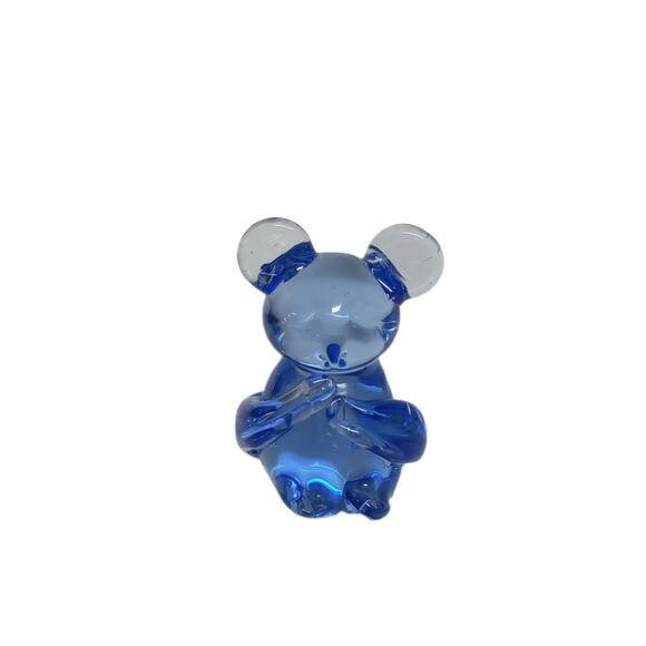 🐨🐼💙Koala Panda Bear Art Glass Figurine Paperweight Blue Vintage Home Decor - Picture 2 of 16